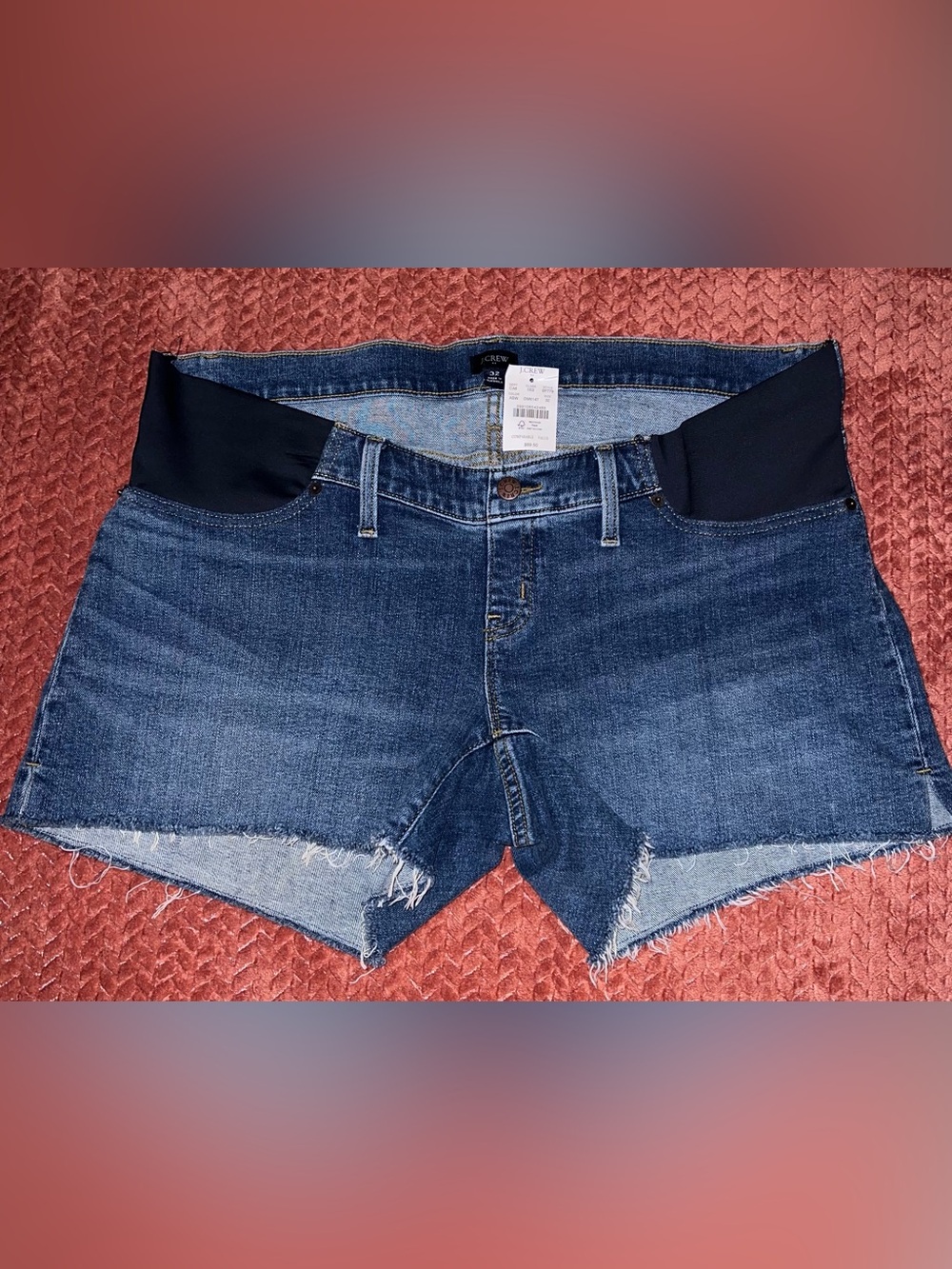 J. Crew Dark Blue Denim Maternity Shorts with Stretch Waistband
